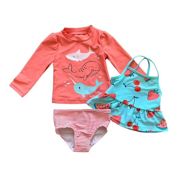 Carter's Other - NWOT Carters Nautical Girls Bathing Suit with Rash Guard Top, 12 MO
